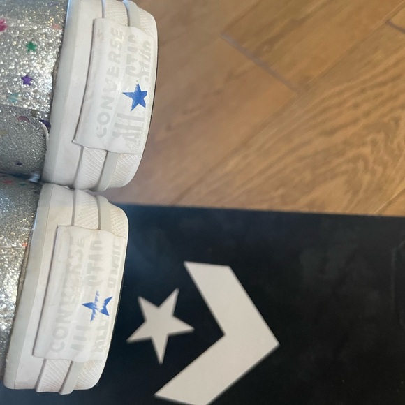 Girls Converse Sneakers with Shimmer Colored Stars EUC US 12 - Picture 9 of 15